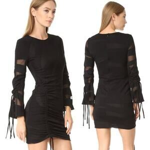 IRO 'Liya' Black Striped Floss Ruched Bodycon Dress US 2